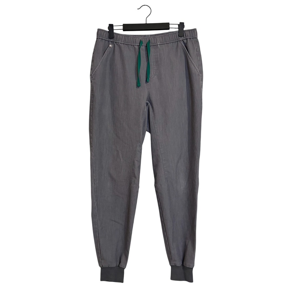 FIGS Zamora Jogger Scrub Pants Gray Heather Green Drawstring MEDIUM